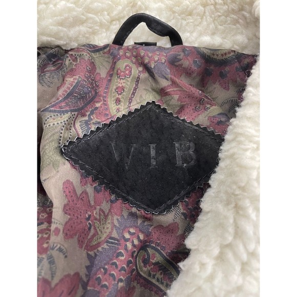 Vintage Suede Sherpa Jacket Coat Southwestern Pattern Mens Size Large WIB - Picture 5 of 11